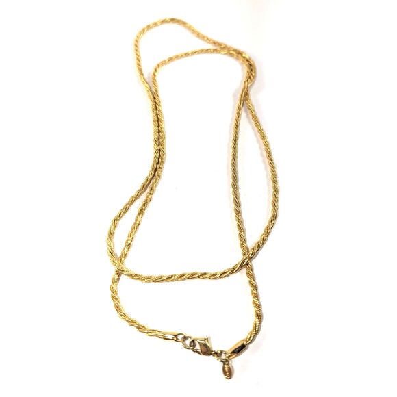Rope Gold Tone Necklace Signed Monet - Picture 4 of 16